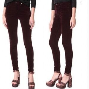 Citizens of Humanity Rocket High Rise Velvet Skinny Jeans Burgundy Red Size 29